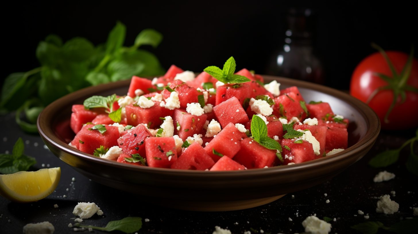 Wassermelonen-Feta-Salat mit Minze